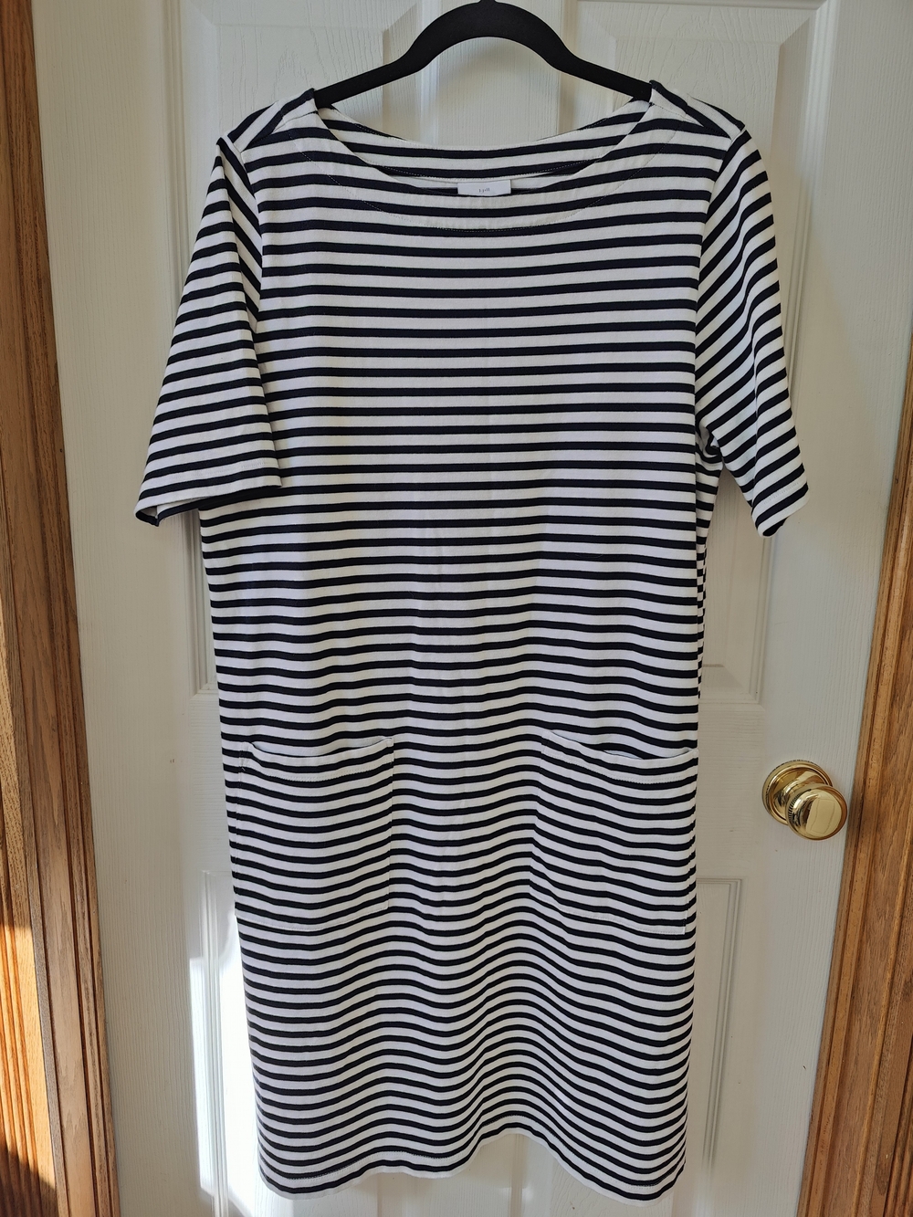 J. Jill Black and White Striped Midi Dress